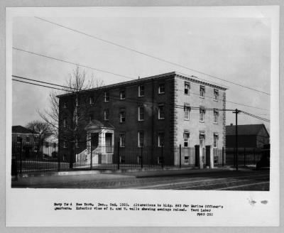 Alterations to Building 93 for Marine Officers Quarters, Exterior View of South and West Walls Showing Awnings Raised