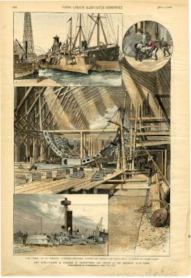 Vessels in Progress of Construction and Repair at the Brooklyn Navy Yard from Sketches by Knickerbocker