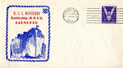 Launching of the USS Missouri Commemorative Envelope