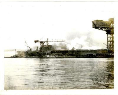 The U.S.S. Constellation (CV-64) on Fire