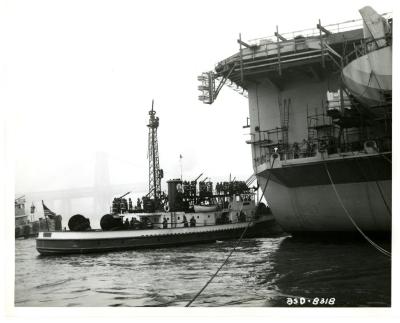Fireboat Marine 8 Alongside the USS Constellation (CV-64)
