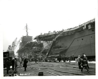 Firefighting and Rescue Efforts on the USS Constellation (CV-64)