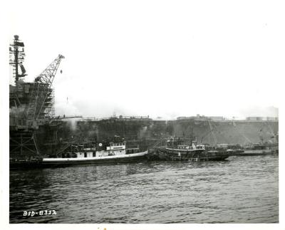 Fireboat Marine 6, Harry M. Archer MD,  Alongside the USS Constellation (CV-64)