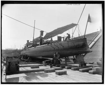 USS Porter [or USS Winslow] in Dry Dock, Brooklyn Navy Yard