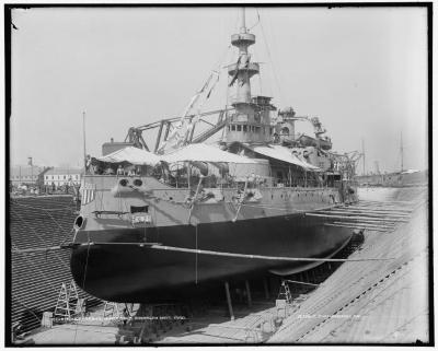 USS Oregon in Dry Dock, Brooklyn Navy Yard