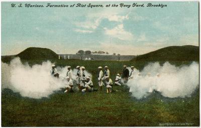 U.S. Marines, Formation of Riot Square, at the Navy Yard, Brooklyn