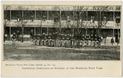 Inspecting Companies of Marines at the Brooklyn Navy Yard