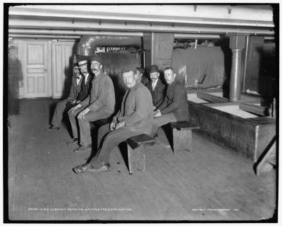 USS Vermont, recruits waiting for examination