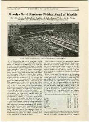 Brooklyn Naval Storehouse Finished Ahead of Schedule