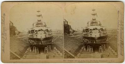 The Oregon and one of the Great Dry Docks, Brooklyn Navy Yard