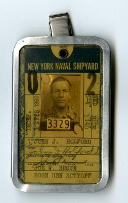 New York Navy Yard Identification Card Issued to John J. Holford
