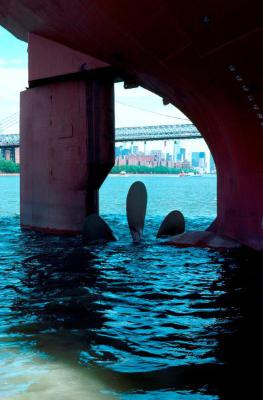 Stern, Propeller, and Rudder of the T.T. Stuyvesant at Pier J