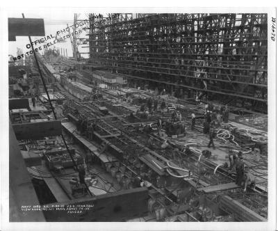 USS Iowa (BB61) in the New York Navy Yard Looking Aft from about Frame 101