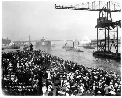 USS Arizona, Afloat from Starboard Stand, Navy Yard, New York
