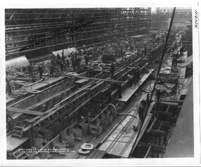 USS Iowa (BB-61) in the New York Navy Yard Looking Forward from about Frame 106