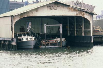 U.S. Navy Boat Shed with Navy Launch Inside