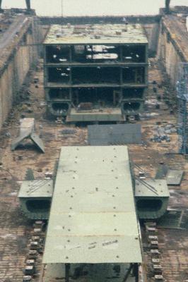 Ship Being Built in Dry Dock
