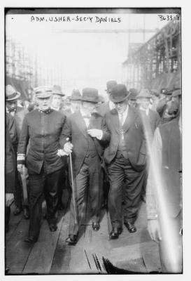 Admiral Nathaniel R. Usher and Navy Secretary Josephus Daniels at the Keel Laying Ceremony of the USS California