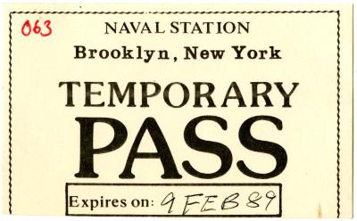Temporary Pass, Naval Station, Brooklyn, New York 
