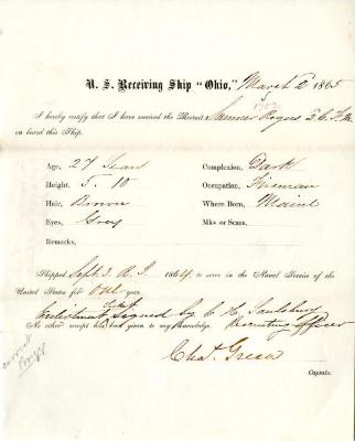 USS Ohio Recruit Boarding Certificate