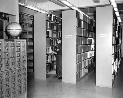 Louis Mauro working in the library