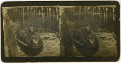 Partially submerged submarine