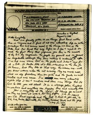 V-mail to H.H. Marshall and staff, Production Division, New York Navy Yard