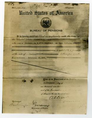 Pension increase letter (1922)